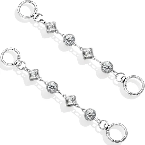 Vista 12 de 2 piezas de cadenas extensoras para bolsos de metal negro con perlas, dobles extensores de correa para bolsos, para bolsos de mano y bandolera