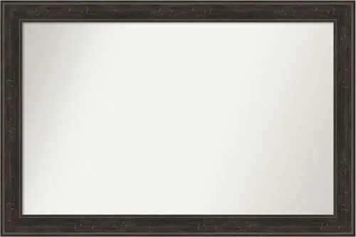 Vista 102 de Amanti Art Espejo de baño marrón para sobre el fregadero, 24 x 24 pulgadas, espejo de tocador cuadrado marrón Caleb, marco de madera rústica