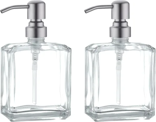 Vista 19 de Amber Glass Soap Dispenser,17oz, Black Pump Refillable, 304 Stainless Steel Pump, Liquid Hand Soap Dispenser, Bathroom Kitchen Sink Vanity