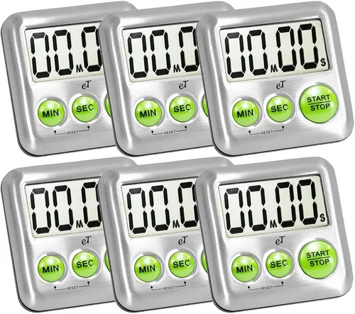 Vista 9 de Temporizador de cocina digital elegante de acero inoxidable - Carbón - Parte posterior magnética fuerte - Soporte de patada - Alarma fuerte