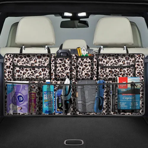 Vista 9 de Organizador de maletero de automóvil, organizador de asiento trasero de súper capacidad para SUV/camión/MPV (42"×18"), organizador de almacenamiento