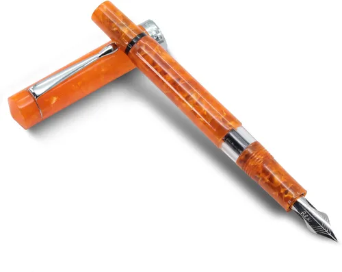 Vista 12 de FPR Jaipur V2 - Pluma estilográfica recargable con relleno de pistón azul para escritores Ultra Flex Nib, Cracked Ice Acrylic Body, Ebonite Feed