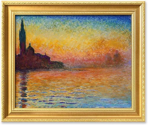 Vista 68 de IPIC - Reproducción artística de los lirios de agua de Claude Monet 1906, impresiones giclée coinciden con el marco dorado clásico, arte de pared
