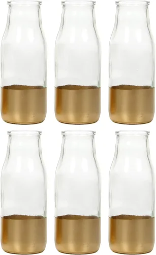 Vista 12 de Hosley Juego de 12 jarrones pequeños de cristal dorado de 5.5 pulgadas a granel para tallos individuales, decoración de centro de mesa para bodas
