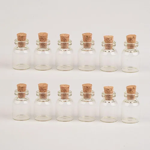 Vista 3 de Botellas de vidrio de 0.1 fl oz Botellas pequeñas con corchos Mini frascos de vidrio para embalaje Regalo 50 unids/lote