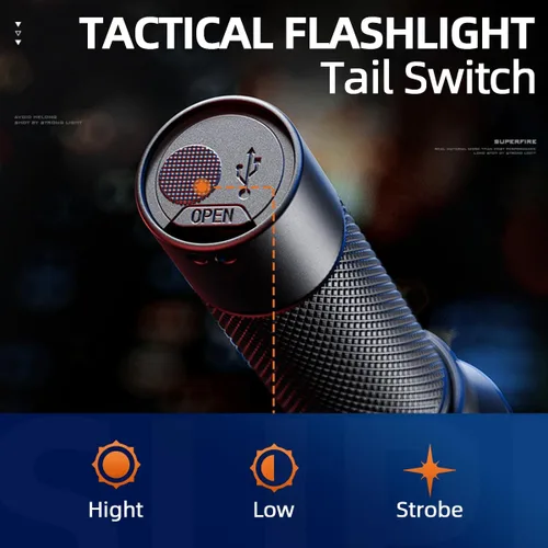 Vista 6 de SuperFire Linternas tácticas compactas, linterna pequeña con zoom con chips potentes, mini linterna LED recargable, linterna de bolsillo de 4 modos