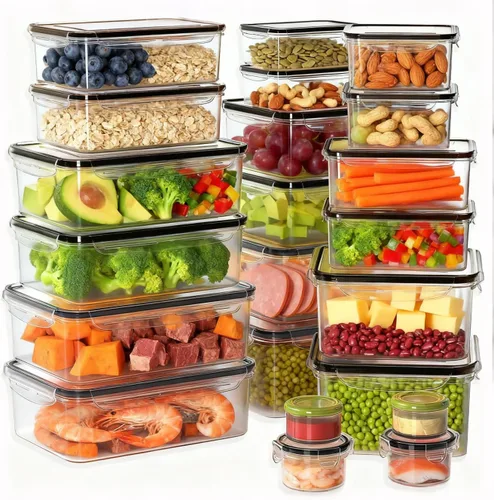 Vista 11 de 40 recipientes reutilizables de almacenamiento de alimentos con tapas herméticas, 100% de plástico a prueba de fugas, organizador de cocina de grado