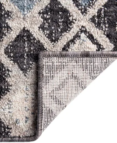 Vista 8 de Unique Loom Eco Trellis Collection - Alfombra de área, nativa (rectangular 2 pies 0 pulgadas x 3 pies 0 pulgadas, gris carbón/azul claro)