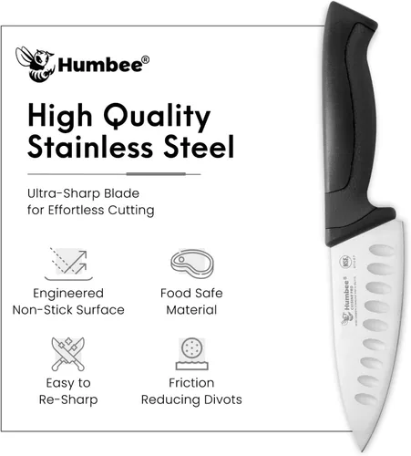 Vista 5 de Cuchillo de chef certificado NSF de 8 pulgadas, cuchillo de cocina de acero inoxidable de alto carbono con mango ergonómico codificado por