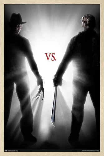 Vista 7 de Trends International Freddy vs. Jason - Póster de pared ligero, 14.725 x 22.375 pulgadas, versión enmarcada de madera de granero Versión enmarcada