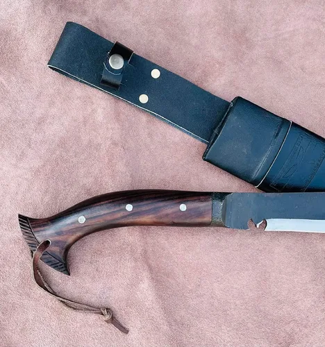 Vista 4 de EGKH-20 pulgadas golok Parang Machete Cuchillo hecho a mano, hoja de machete, aceite de equilibrio de resorte, multifunción, trabajo real, hecho a