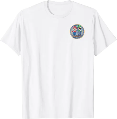 Vista 23 de Super Mario Bros Luigi Left Chest Since 1985 - Camiseta gráfica Negro