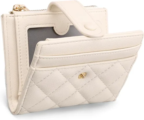 Vista 10 de GAEKEAO Billetera pequeña para mujer, de piel plegable, con bloqueo RFID, tarjetero para tarjetas de crédito, bolsillo con cremallera, monedero