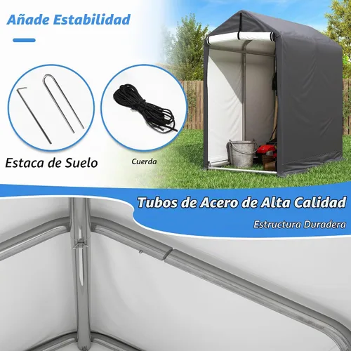 Vista 4 de Cobertizo de almacenamiento al aire libre de 6 x 3 pies, refugio de almacenamiento portátil resistente con puerta enrollable con cremallera
