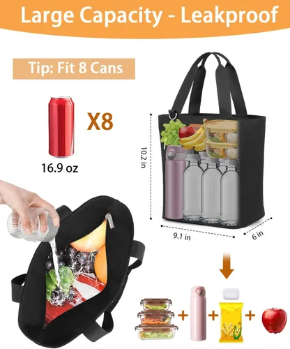 Vista 7 de GLENKEY Bolsa Térmica para Almuerzo Tote Lonchera - Bolsas Enfriadoras Grandes a Prueba de Fugas para Adultos - Lonchera Suave para Mujeres Trabajo