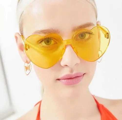 Vista 6 de FEISEDY Gafas de sol sin montura en forma de corazón para mujer gafas de amor a la moda B2419