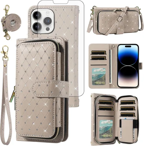 Vista 153 de Funda para teléfono iPhone 6 6S con cremallera y protector de pantalla con protector de pantalla, correa de cordón cruzado, ranura para iPhone 6 Six