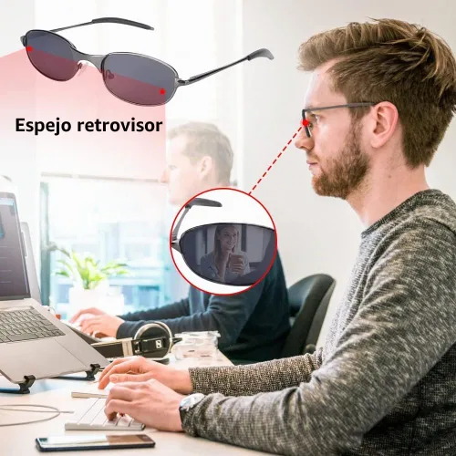 Vista 4 de Gafas de visión trasera anti seguimiento con estuche, gafas de sol UV al aire libre gafas de sol retrovisor mirando lo que está detrás de usted