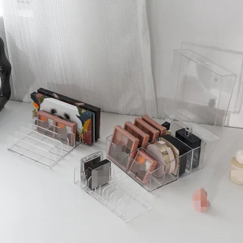 Vista 3 de Organizador de paleta de maquillaje, organizador de cosméticos de acrílico, organizador de sombra de ojos de 7 secciones, paleta de contorno, paleta