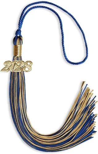 Vista 16 de Endea Graduation - Borla de doble color mixto con fecha dorada (negro/dorado antiguo, 2021)