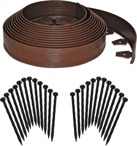 Vista 9 de EasyFlex Borde de jardín de pared alta sin excavación con picos de anclaje, 2.5 pulgadas. Borde de jardín de plástico recto alto con textura de Negro