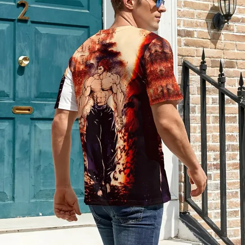 Vista 5 de Camiseta deportiva de manga corta unisex para hombre, diseño de anime Baki The Grappler, Baki Hanma Yujiro, talla 4XL