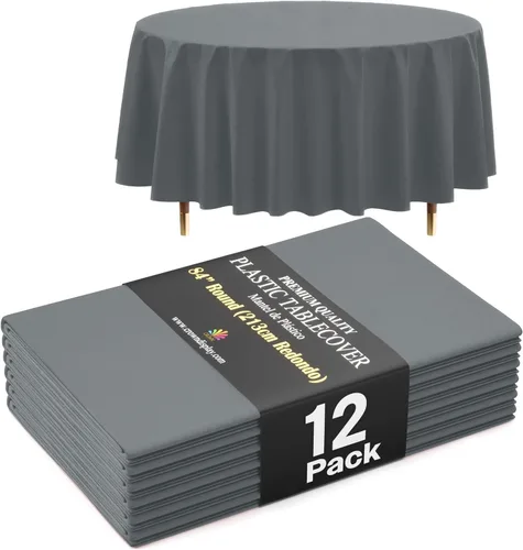 Vista 26 de Exquisite 66% Thicker Premium Aqua Round Tablecloth 0.5 Mil 6 Pack Plastic Table Cloth Disposable 84 Inch Round Plastic Tablecloth Won't Tear Easily