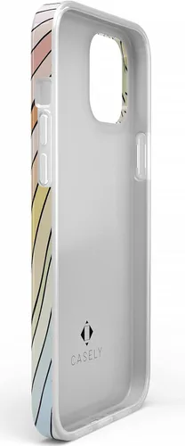 Vista 7 de Funda Casely para iPhone 11 Pro Max Ride The Wave Líneas Arcoíris en Colores Pastel Diseño Clásico Ultradelgado
