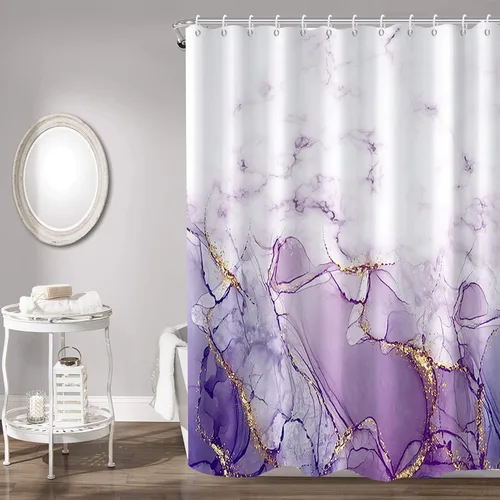 Vista 24 de Cortina de Ducha Floral Bohemia Negra Flores de Mediados de Siglo Botánica Moderna Elegante Estética Cortina de Ducha para Decoración de Baño