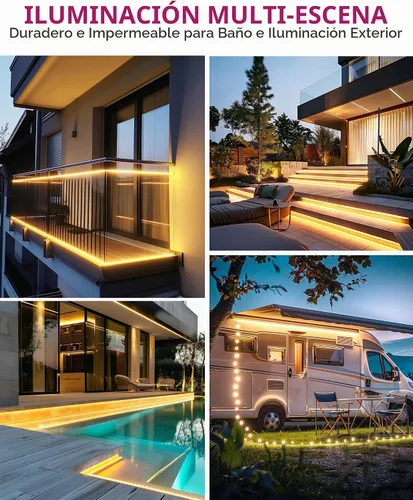 Vista 6 de EMITEVER COB - Tira de luces LED impermeable IP67, 2700 K, blanco cálido, para exteriores, 24 V, cinta LED de silicona regulable, iluminación
