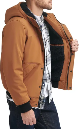 Vista 4 de Levi's Chaqueta bomber con capucha y forro de sherpa suave para hombre