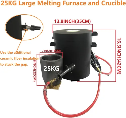 Vista 2 de Kit de horno de fundición de propano grande de 55.1 lbs (55 libras) con crisol de 55.1 lbs, quemadores de doble forja, horno de fundición