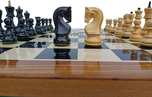 Vista 4 de Tournament Russian Zagreb Juego de ajedrez Ajedrez de madera artesanal con tablero de ajedrez de madera de ébano de 21 pulgadas con bordes