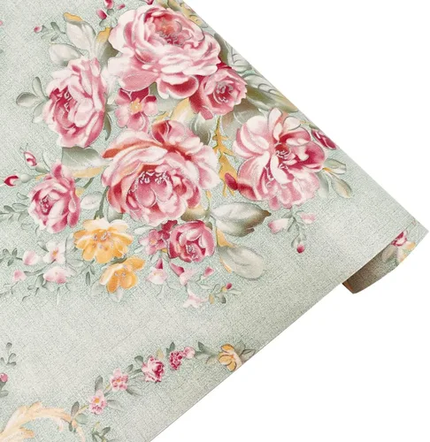 Vista 14 de SimpleLife4U papel adhesivo retro de rosas verde claro para recubrimiento de estantes, adhesivo para mesas y puertas de 17.7 pulgadas por 9.8 pies