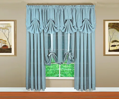 Vista 11 de Today's Curtain, Inserción de Abanico de Cortina de Rayas Silueta Translúcida, Azul, 30" x 76.2 cm de ancho x 101.6 cm de largo