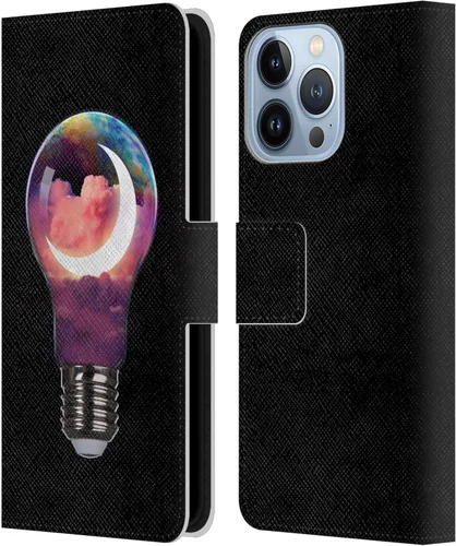 Vista 7 de Head Case Designs Officially Licensed Dave Loblaw Boy Painting Moon Clouds Sci-Fi and Surreal Leather Wallet Case Compatible with Apple iPhone 13 Pro