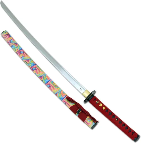 Vista 2 de Snake Eye Tactical Espada katana clásica hecha a mano, espada samurái, espadas reales, cuchillas de acero de alto carbono, artes marciales