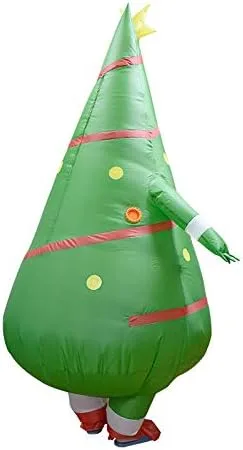 Vista 6 de Disfraz inflable de Papá Noel, divertido árbol de Navidad, disfraz de cosplay, fiesta de Navidad para adultos y niños
