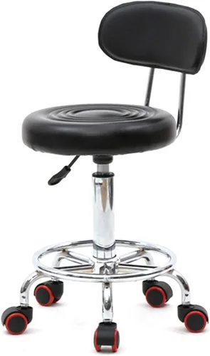 Vista 3 de Taburete giratorio para salón con soporte de espalda, taburete hidráulico ajustable con respaldo para masaje de belleza peluquero tatuaje