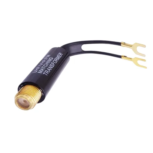 Vista 2 de Transformador a juego, paquete de 3 unidades, chapado en oro, adaptador de 75 ohmios a 300 ohmios, convertidor de transformador balun UHF / VHF / FM