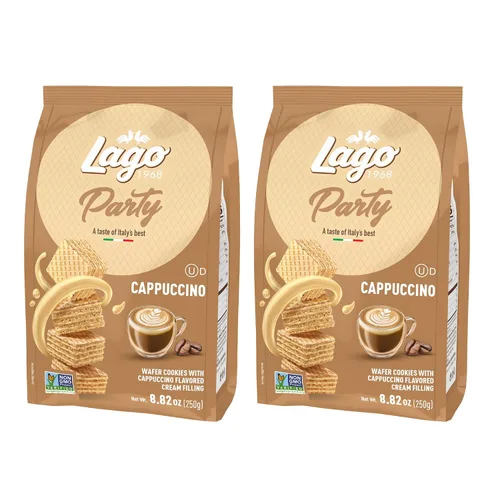 Vista 13 de Gastone Lago Party Wafers, capuchino, 8.82 onzas, galletas italianas de oblea con relleno de crema con sabor a capuchino, verificado sin OMG