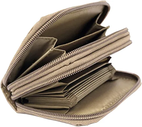 Vista 2 de SILVERFEVER Cartera para mujer con tarjetero RFID para mujer, de cuero, organizador de tarjetas de crédito