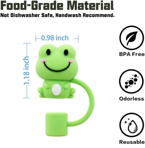 Vista 2 de 2 fundas de popote de rana verde para copa Stanley, fundas de silicona compatibles con tazas Stanley, toppers para vasos Stanley de 30 oz/40 onzas