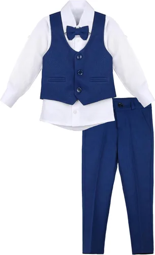 Vista 2 de Lilax Traje formal para niños de 4 piezas, chaleco, pantalones y corbata