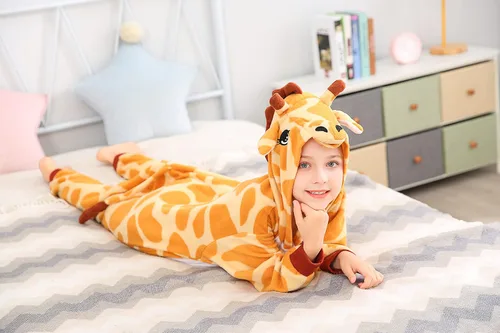 Vista 7 de Pijama de una pieza Canasour mono de mapache talla 4-10 unisex para niño Jirafa naranja