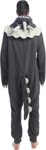 Vista 2 de dressfan Disfraz de dragón de Triceratops de animal, disfraz de dinosaurio, Navidad, Halloween, cosplay, pijama, unisex, para adultos y adolescentes