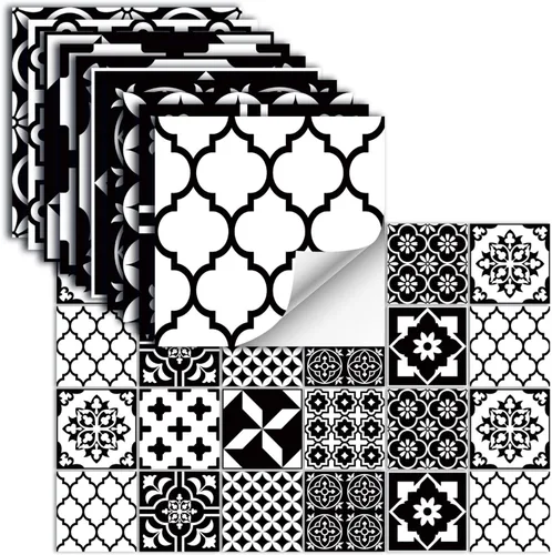 Vista 16 de 24 piezas – Azulejos para salpicaduras en muro para despegar y pegar, calcomanías de pared brillantes, impermeables, a prueba de aceite, calcomanías