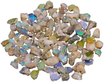 Vista 3 de AA - Piedra preciosa natural de ópalo etíope crudo, cristales de ópalo áspero, piedra preciosa para hacer joyas, ópalo grueso ultra fuego, piedra