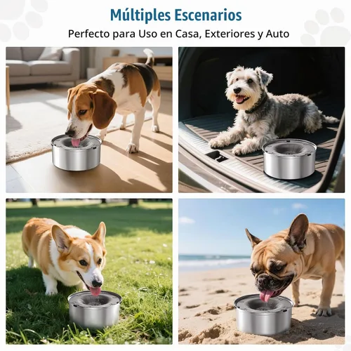 Vista 7 de SCHITEC Cuenco de agua para perros sin derrames, 1.2L/40 onzas, bebida lenta, cuenco para perros de acero inoxidable antisalpicaduras con disco