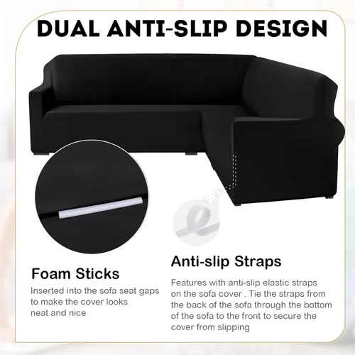 Vista 2 de Peryiter Funda de sofá modular en forma de L, fundas suaves y elásticas, protector de muebles para mascotas, se adapta bien, antideslizante